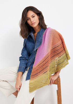 HALVRUNDT SJAL Cool Wool Lace Hand-dyed fra Lana Grossa