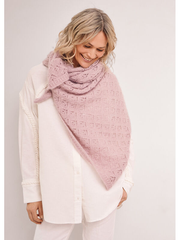 Lana Grossa TREKANTTØRKLÆDE Cool Wool Lace & Silkhair- Strikkeopskrift (SE)