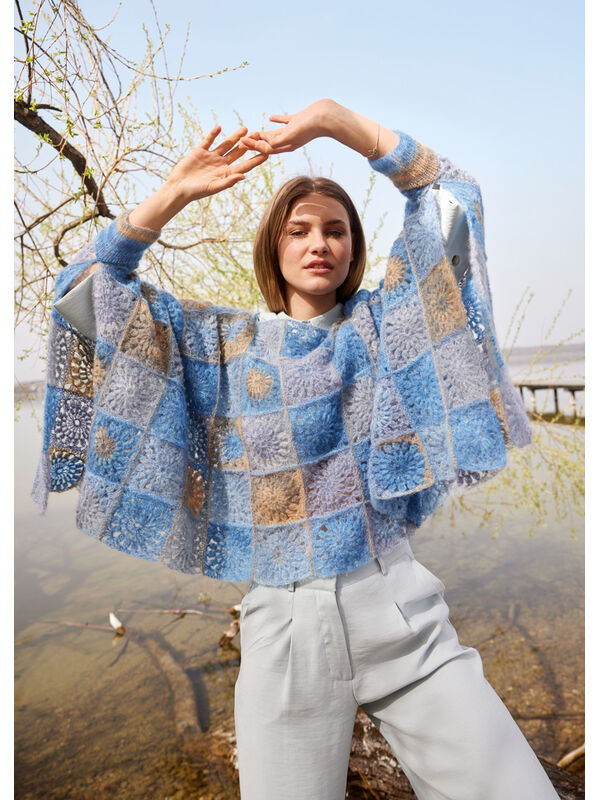 Lana Grossa PONCHO Silkhair Print - Strikkeopskrift (SE)