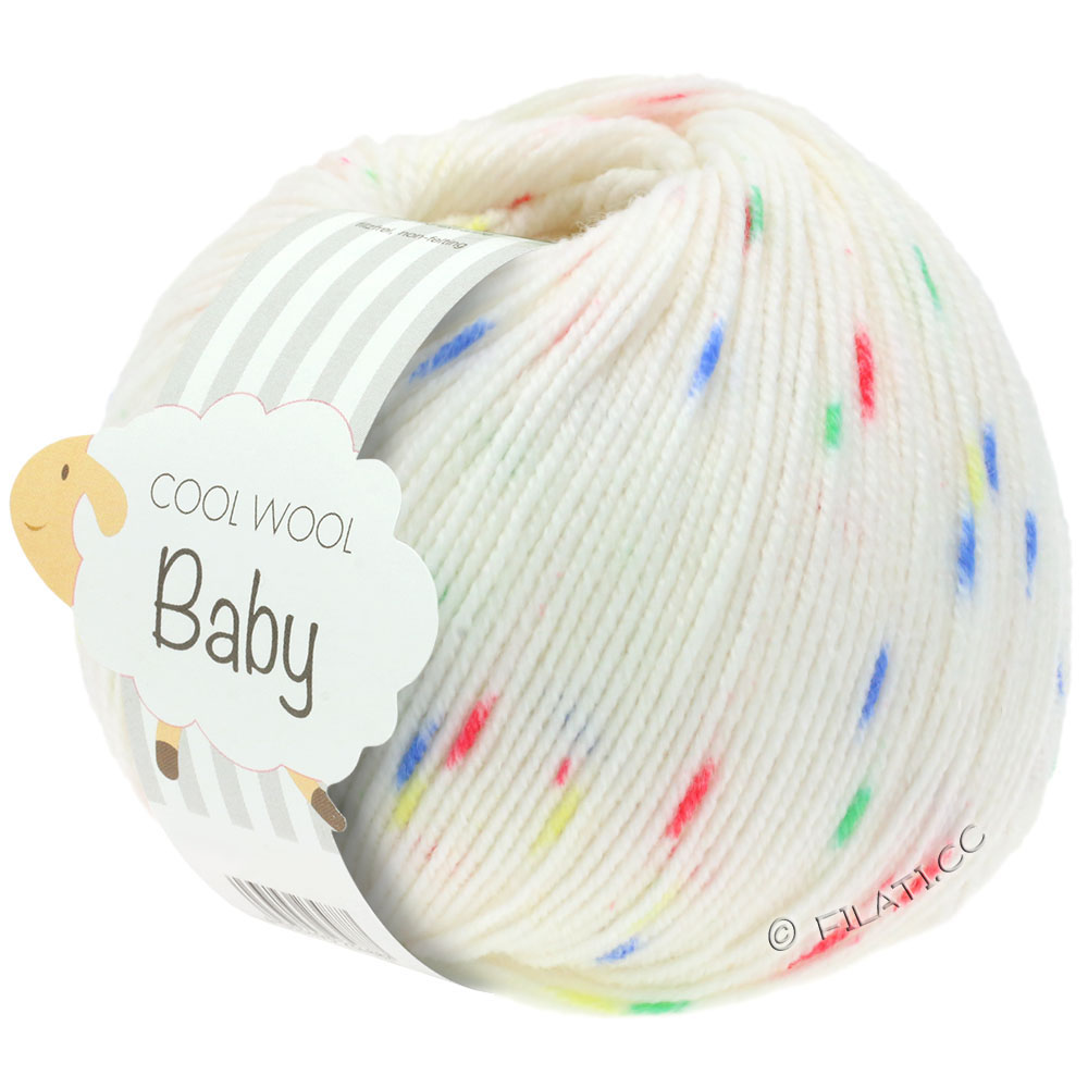 Lana Grossa COOL WOOL Baby 25g | 351-hvid/blå/grøn/gul