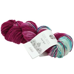 Lana Grossa COOL WOOL  Hand-dyed | 109-turkisblå/rødviolet/rå hvid/petrol