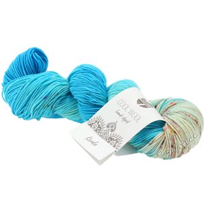 Lana Grossa COOL WOOL  Hand-dyed | 110-azurblå/lys blå/rå hvid/fuchsia