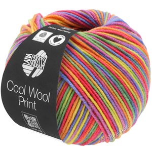 Lana Grossa COOL WOOL  Print | 703-lilla/grøn/hindbær/orange/gul/blå
