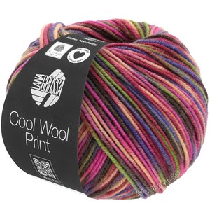 Lana Grossa COOL WOOL  Print | 749-vinrød/pink/gulgrøn/blåviolet/laks/mokka