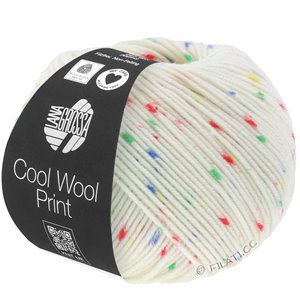 Lana Grossa COOL WOOL  Print | 801-rå hvid/rød/grøn/blå/gul