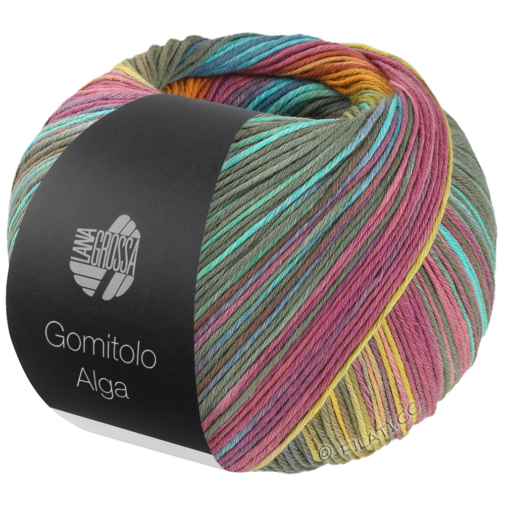 Lana Grossa  | 2027-grågrøn/turkis/fuchsia/gul/forårsgrøn/orange/oliven/himmelblå/blå/gammelrosa/hvid