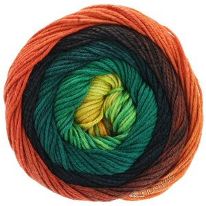Lana Grossa GOMITOLO ALOHA | 311-orange/rød/sortrød/sort/petrol/mørk grøn/grøn/gul