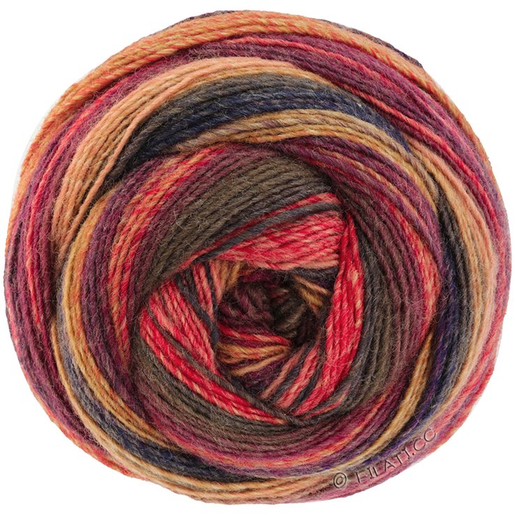 Lana Grossa GOMITOLO ARTE | 1014-burgund/kamel/laks/rød/gråbrun/mokka/brombær/vinrød