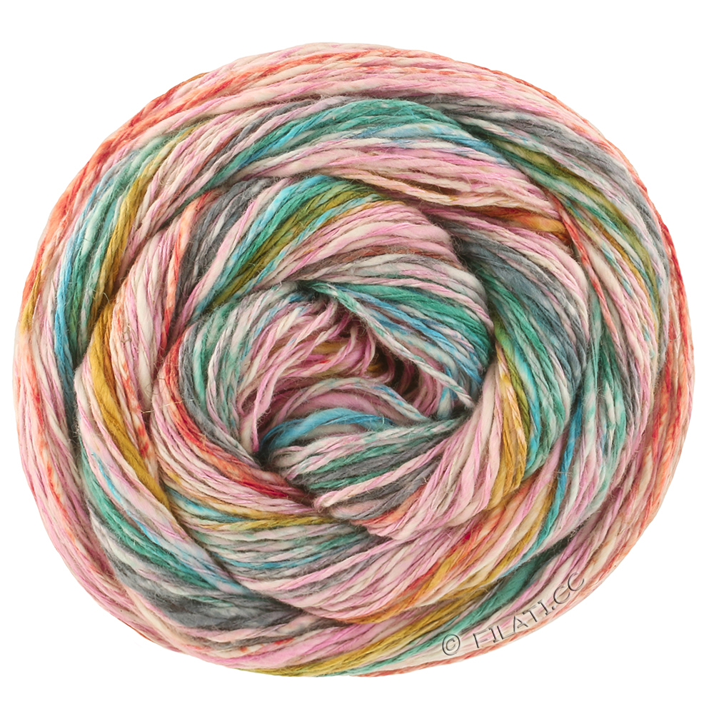 Lana Grossa  | 3041-rosa/sennep/turkis/mørk grøn/gråblå/ruste