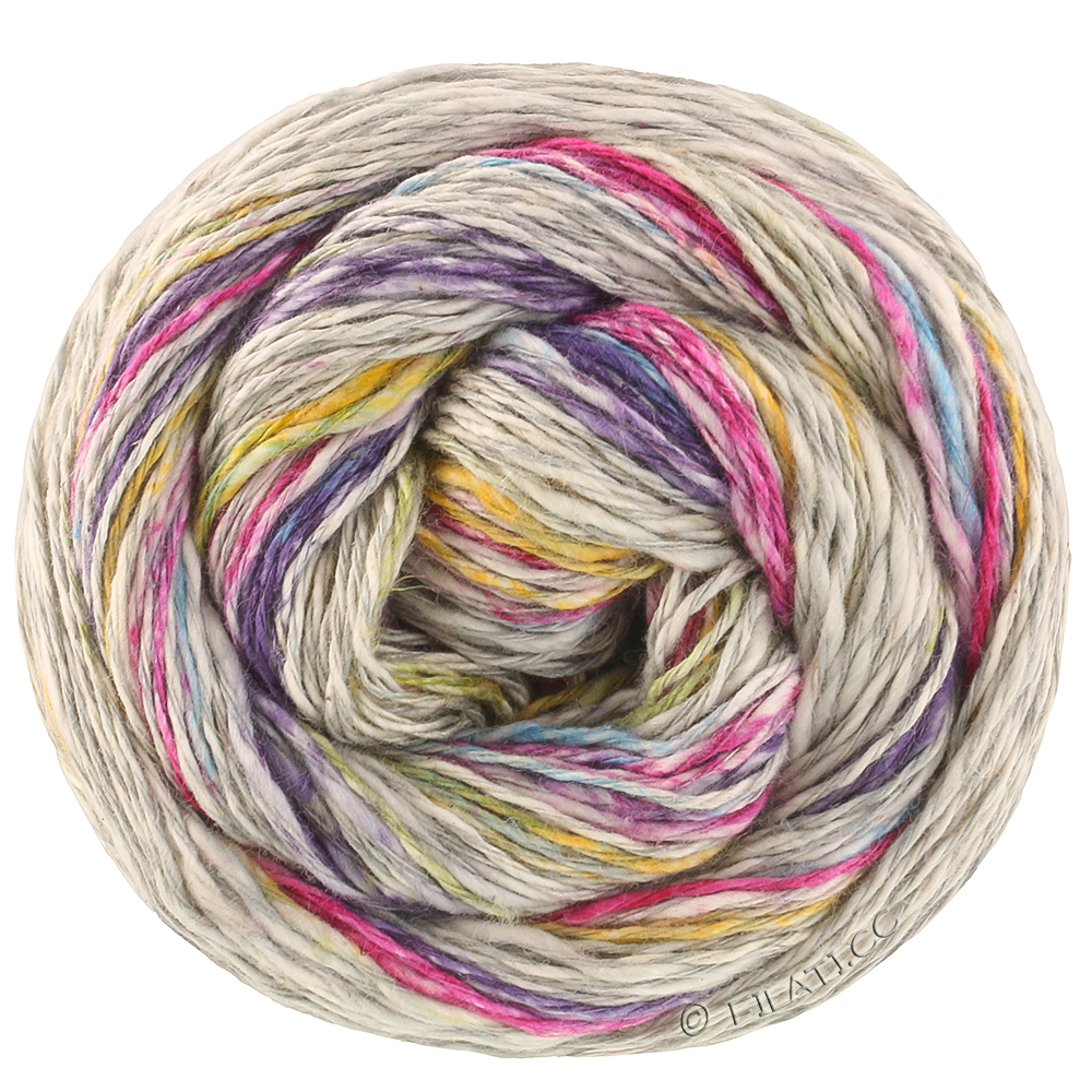 Lana Grossa  | 3042-lys grå/blåviolet/turkis/fuchsia/safrangul/pistacie