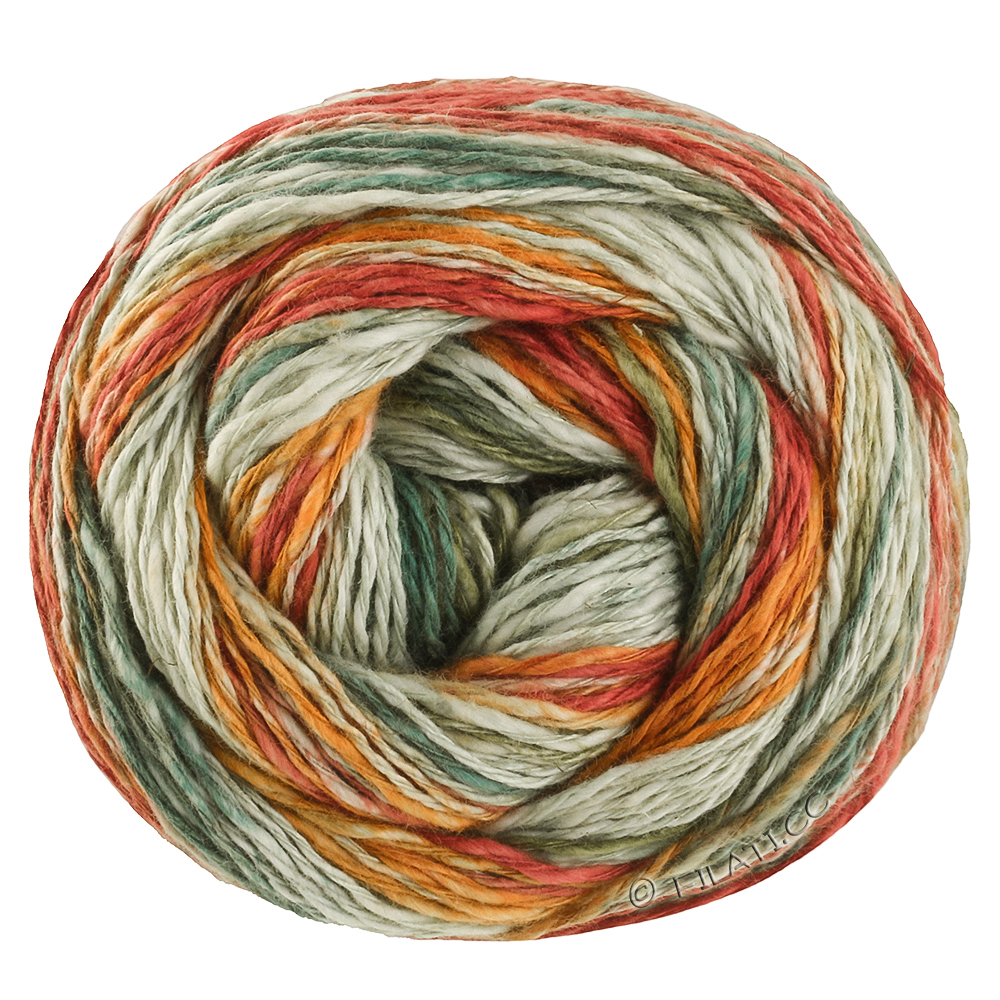 Lana Grossa  | 3047-sartgrøn/mørk grøn/mosgrøn/okker/ruste rød