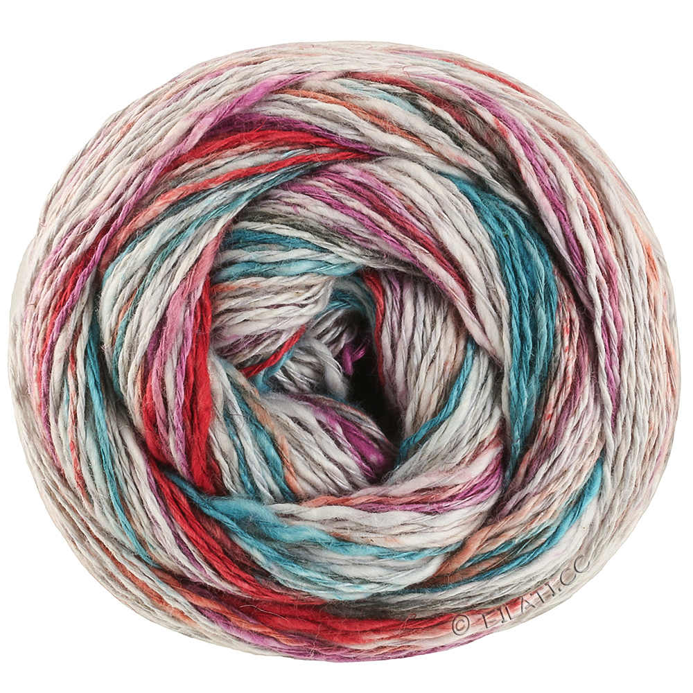Lana Grossa  | 3048-sølvgrå/mørk grå/petrol/ruste rød/fuchsia/gammelrosa