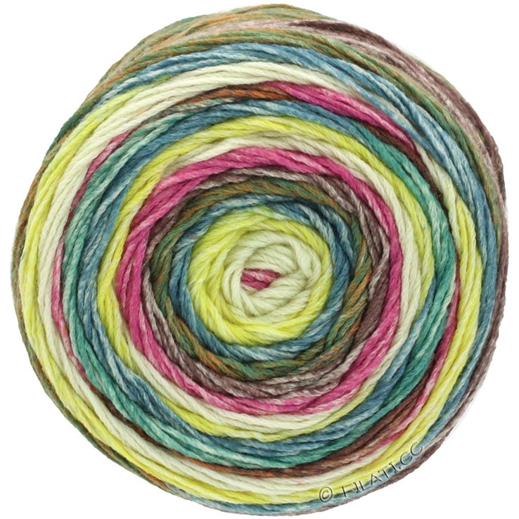 Lana Grossa GOMITOLO MEILENWEIT | 4012-lys grøn/turkisgrøn/petrol/mørk brun/pink/orange/citrusgul
