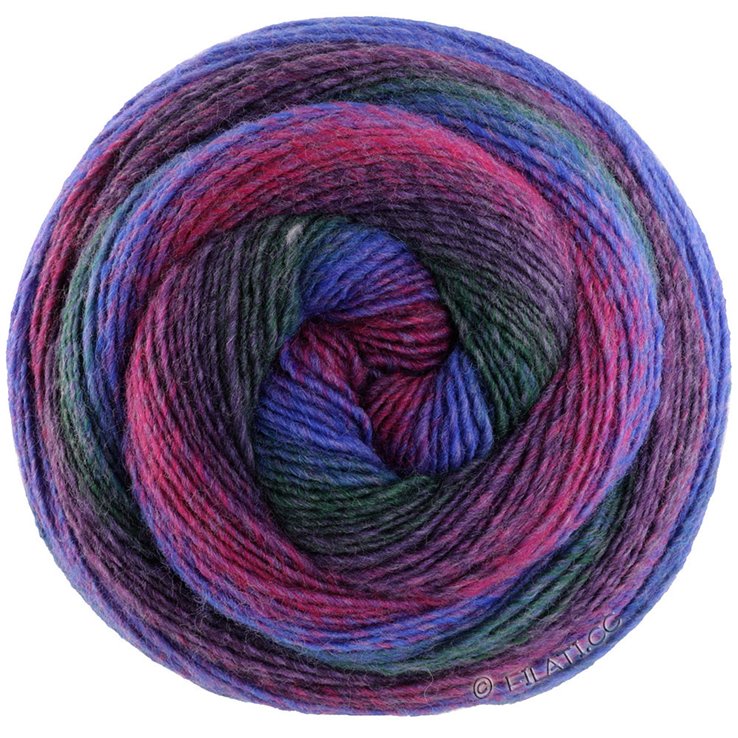 Lana Grossa GOMITOLO VERSIONE | 454-blækblå/rødviolet/mørk violet/fuchsia/skog grøn