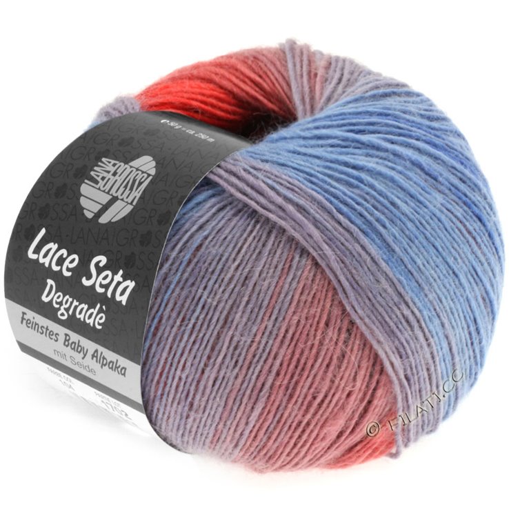 Lana Grossa LACE Seta Dégradé 50g | 101-jeans/sartlilla/laksrød/gammelrosa