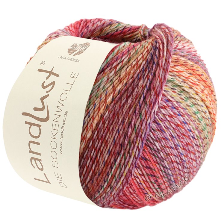 Lana Grossa LANDLUST DIE SOCKENWOLLE PRINT | 211-vinrød/kirsebærrød/syren/mauve/gul/grøn/mørk grøn/marine meleret