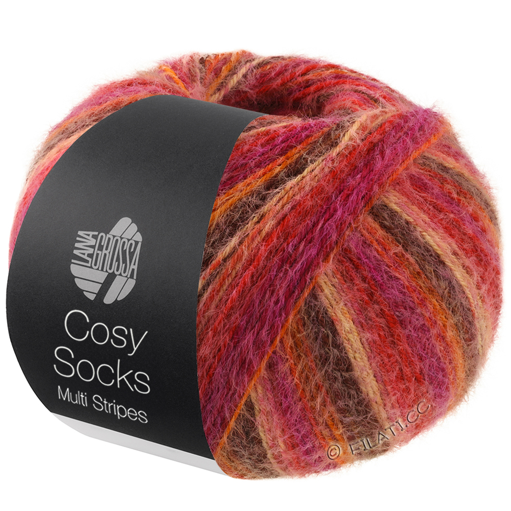 MEILENWEIT 100g Cosy Socks Multi Stripes fra Lana Grossa