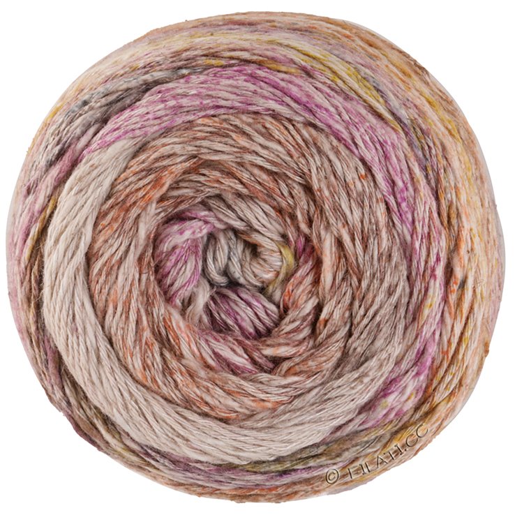 Lana Grossa MOSAICO (Linea Pura) | 012-fuchsia/natur/taupe/kamel/bær/gråbrun/grå/sennep/laks