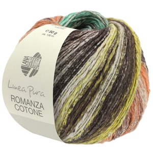 Lana Grossa ROMANZA COTONE (Linea Pura) | 02-apricot/turkisgrøn/sortbrun/hør