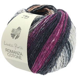 Lana Grossa ROMANZA COTONE (Linea Pura) | 05-aubergine/orange/natur/sort/rødviolet