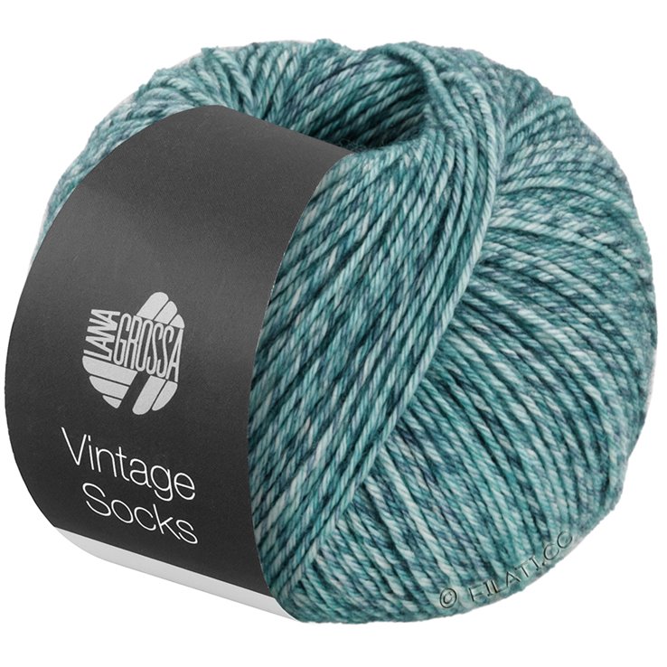 Lana Grossa Vintage Socks | 1003-mynte meleret/gråblå meleret/jeans meleret/petrol meleret