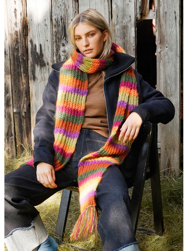 Lana Grossa LANGT STRIBET TØRKLÆDE Brigitte No. 2 & Brigitte No. 3 - Strikkeopskrift (SE)