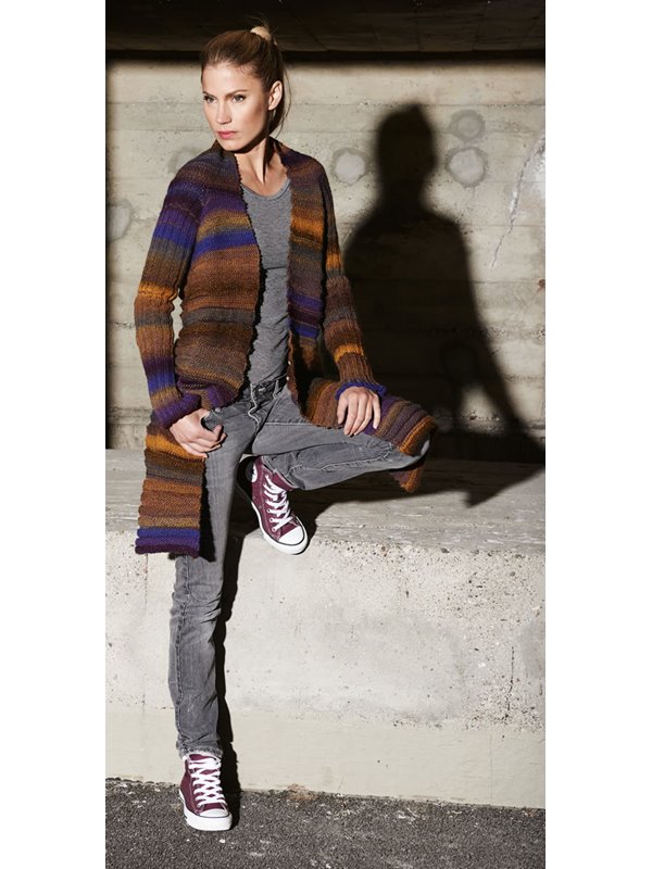 Lana Grossa TORKLÆDEJAKKE I LANGSOG TVÆRRIBER Cinque Multi