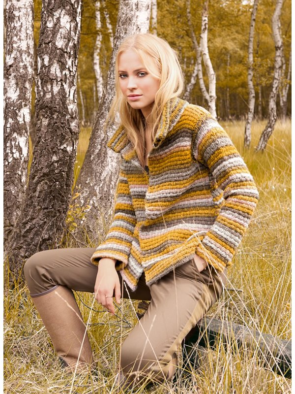 Lana Grossa JAKKE I VÆVESTRIK MED DOBBELT KRAVE Alta Moda Cashmere 16 Degradé