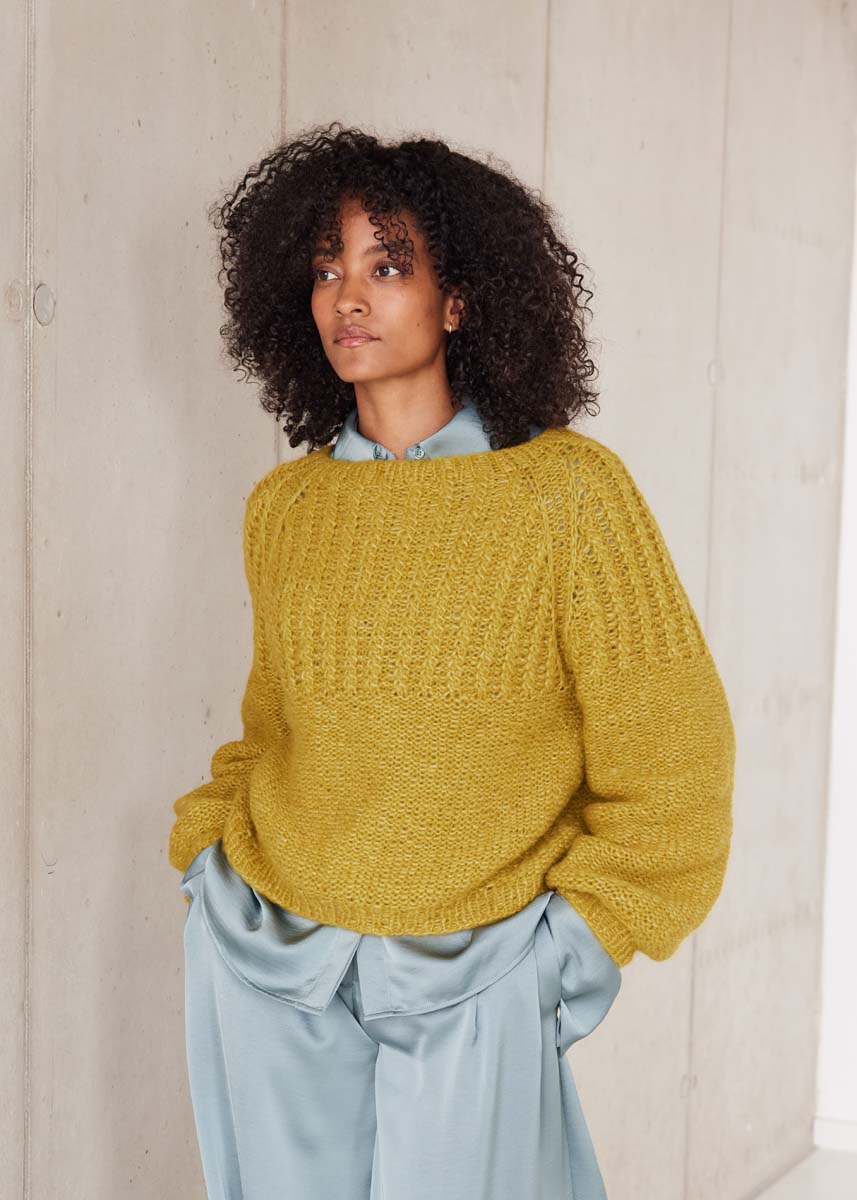 TOP-DOWN RAGLANSWEATER Alpaca Air II fra Lana Grossa