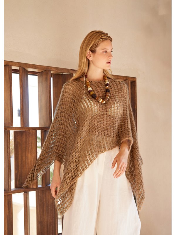 Lana Grossa HÆKLET PONCHO Natural Superkid Tweed