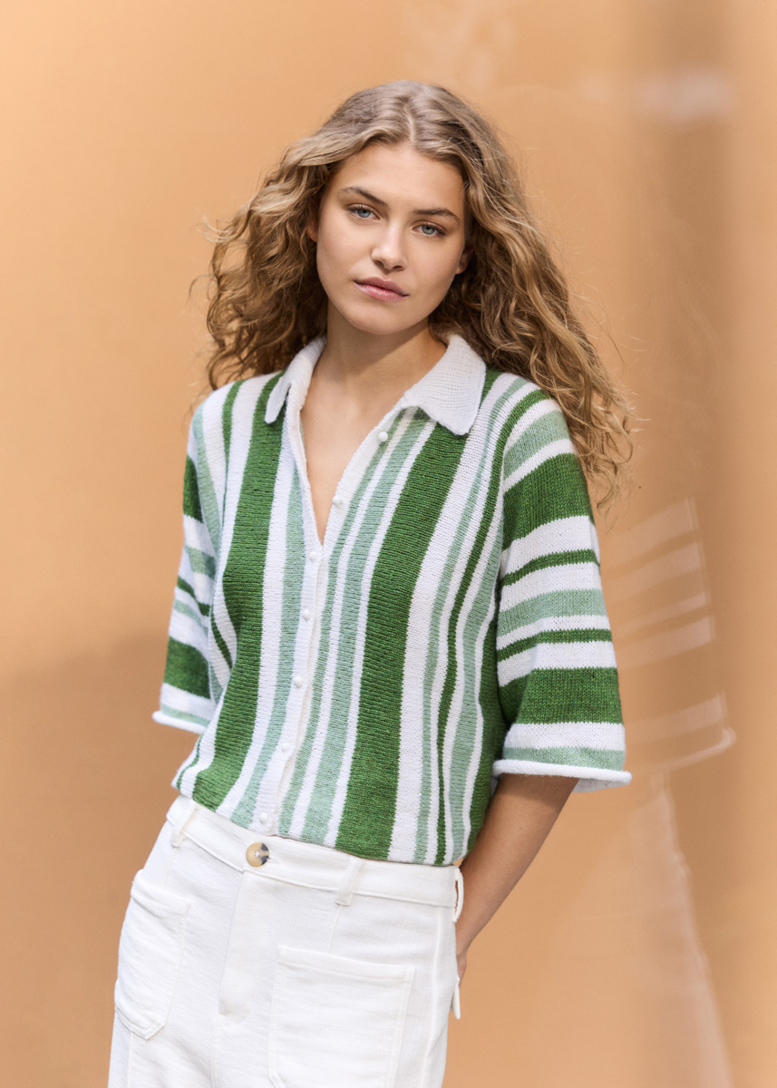 Lana Grossa POLOJAKKE MED STRIBER Ecopuno