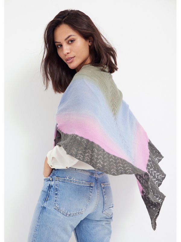 Lana Grossa TREKANTET SJAL Cool Wool Lace Hand-dyed & Cool Wool Lace