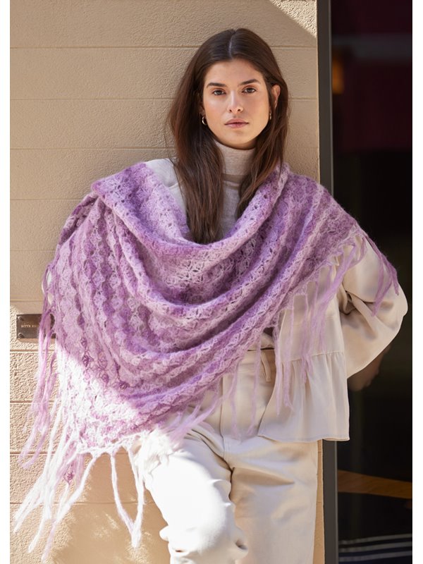 Lana Grossa TREKANTTØRKLÆDE Setasuri Dégradé - Hækleopskrift (SE)